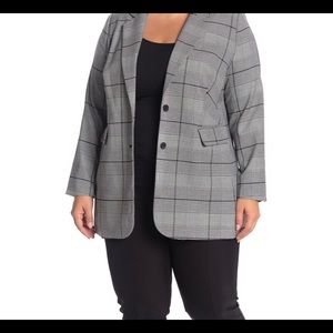 VINCE CAMUTO Plaid Notch Collar Blazer Jacket